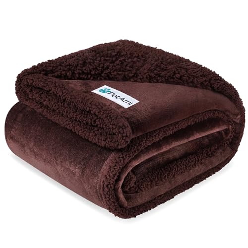 PetAmi Waterproof Dog Blanket for Couch, Pee Proof Fleece Reversible Pet Throw, Furniture Protector for Bed Sofa Kennel, Soft Washable Cover for Small Medium Dog Puppy Cat, 29x40 Brown Sherpa - color: Brown/Brown Sherpa, size: Medium 29 X 40 Inches