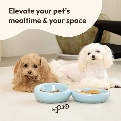 Pebble Pet Bowl Deep Blue, Ergonomic Dog & Cat Feeding Bowl, Flat-Faced Breed, Tilted Ceramic Pet Food Dish, Scooper Eater, Anti-Spill Design, Dishwasher Safe, Modern Pet Bowl, Dry & Wet Diet - color: Blue