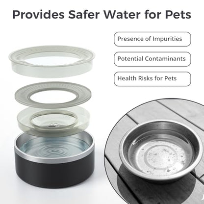 WENBOKMIN Stainless Steel Dog Water Bowl,Slow Dog Bowls with Non Slip Bottom, No Spill Detachable and Easy to Clean, Keep Xerosis Pilorum, 64oz, Black - color: Black