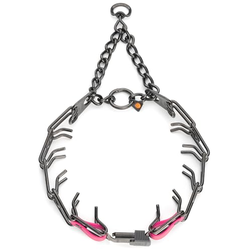 Herm Sprenger Black Stainless Steel Dog Collar with Quick Release ClicLock Buckle and Biothane Insert Training Collar Made in Germany (Passionfruit Pink, 25in x 4.0mm(Neck Size up to21-22in)) - color: Passionfruit Pink, size: 25in x 4.0mm(neck size up to2