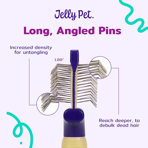 Jelly Pet Double Sided Dog Slicker Brush, Longer Pins, Flexible Head, Fine/Coarse Sides, Removes Unwanted Tangles, Small, Purple - size: Small