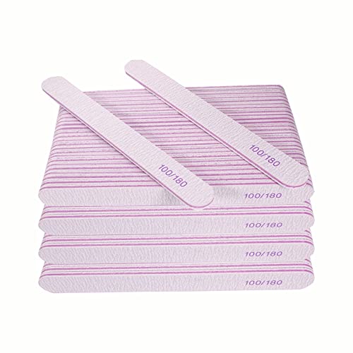 Nail File (100 Pcs), Bulk Emery Board Nail Files for Acrylic Nails and Natural Nails, 100/180 Grit Double Sided Emory Boards for Gel Nail Professional Reusable Washable Manicure Pedicure Kit Set Gray - size: 100 Pcs Rectangle 100/180 Grit