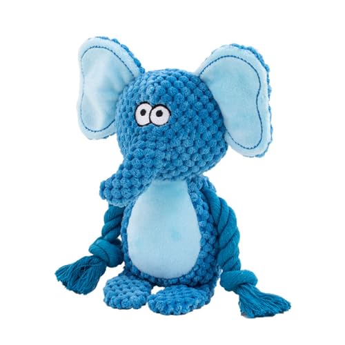 Dog Toys, Dog Squeaker Toys with Crinkle Paper, Stuffed Animal Dog Plush Chewing Toy, Cotton Rope Interactive Toys for Puppy, Small, Middle Dogs (Blue Elephant) - color: Blue