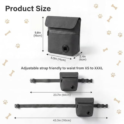Dog Treat Pouch and Dog Training Clicker, Treat Bag with Poop Bag Dispenser, Powerful Magenetic Clasp, Metal Clip Waist Belt Fanny Pack for Pet Walk Dog Training (Dark Grey) - color: Dark Grey