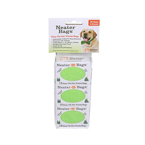 Neater Pet Brands Neater Bags Dog Waste Bag, No Rolls to Fuss With - Dog Poop Bags Dispense One at a Time, Doggie Poop Bag with Easy-Tie Handles (90 Count) - size: 1 Count (90 Bags)