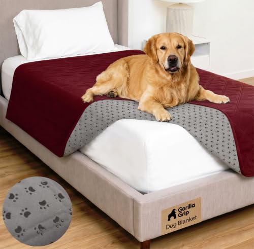 GORILLA GRIP® Waterproof Dog Blanket, 82x52, Leakproof Couch Cover for Dogs, Silicone Grip Backing, Protects Sofa, Sectional, Bed, Crate, Car & RV, Tear-Resistant Washable Senior Pet Blanket, Burgandy - color: Burgundy, size: 52" X 82"
