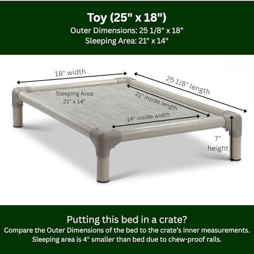 Kuranda Chewproof Elevated Dog Bed – 25" x 18" - Sunsure Textilene - Birch - color: Birch, size: Toy