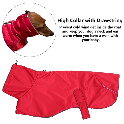 Dachshund Coats Waterproof, Perfect for Dachshunds, Sausage, Weiner Dog Winter Coat with Padded Fleece, Puppy Snowsuit with Adjustable Bands and High Vis Reflective Trim - Red - M - color: Red, size: Medium