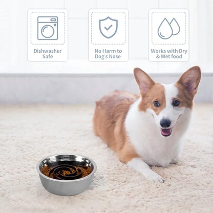 Slow Feeder Dog Bowls Insert, Bestalk Soft Silicone Slow Eating Feeder Insert with Suction Cups for Small, Medium and Large Dogs, Fit into Basic and Elevated Dog Bowls, Black - color: Black, size: S