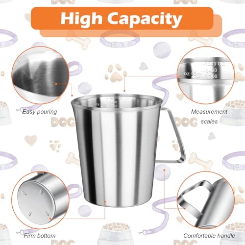 6Cup Dog Measuring Cup,Stainless Steel Measuring Cup,Pet Food Measuring Scoop for Dogs, Cats, Birds and Small Pets,Kitchen use-Ideal for Dry Food & Treats (6CUP) - size: 6CUP