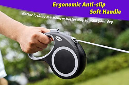 Retractable Dog Leash, 26 Feet Dog Leash for Small to Large Dogs up to 110lbs,Heavy Duty Design with Anti-Slip Handle, One-Handed Quick-Lock Braking System.