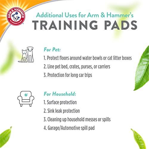 Arm & Hammer Green Tea Pet Training Pads, 200 Count, Super Absorbent with Green Tea and Baking Soda, 2X Odor Control, 5-Layer Leak-Proof Construction, 22.5 x 22.5 Inch - size: 22.5" x 22.5" 200 Count