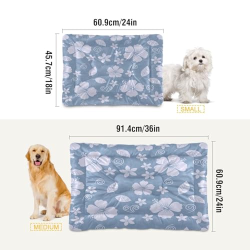 Hibiscus Pattern Pet Bed Mat for Dogs and Cats, Soft Washable Crate Pad with Non-Slip Bottom, Cozy Bed Cushion for Small Medium Large Pets, 18x24 Inch - size: Small
