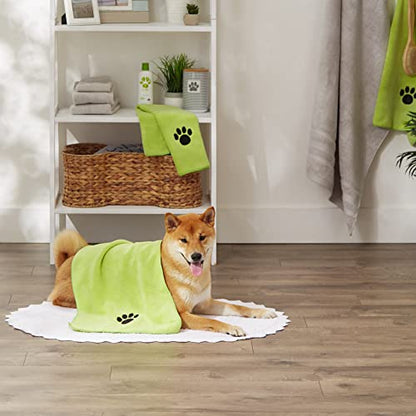 Bone Dry Pet Grooming, Embroidered Microfiber Towel Drying Collection, 15x30, Lettuce Green - color: Lettuce Green, size: 15x30"