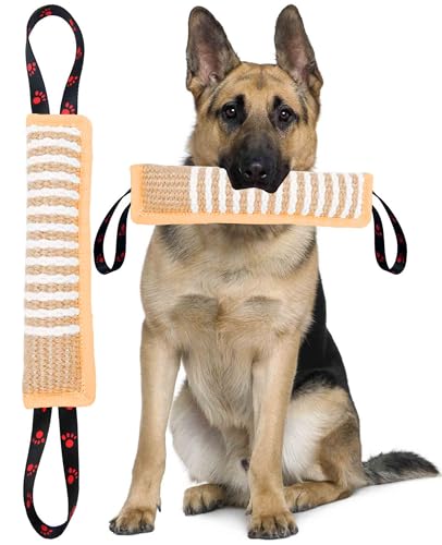 Clysoru Dog Tug Toy Tough Jute Bite Pillow Lasting Training Equipment Puppy to Large Dogs Interactive for Large and Small (Brown Footprint) - color: brown footprint