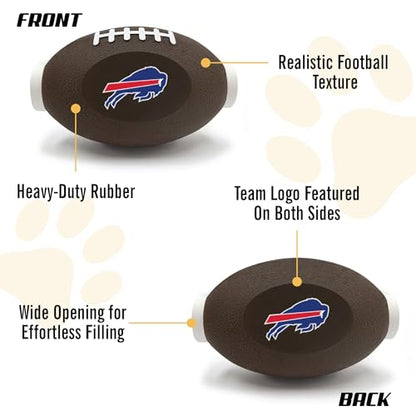 NFL Buffalo Bills Football Treat Dispensing Toy for Dogs and Cats, Rubber Ball Pet Toy, Interactive Fun Doggie Treat Toy, Natural Rubber Feeding Toy - color: Buffalo Bills
