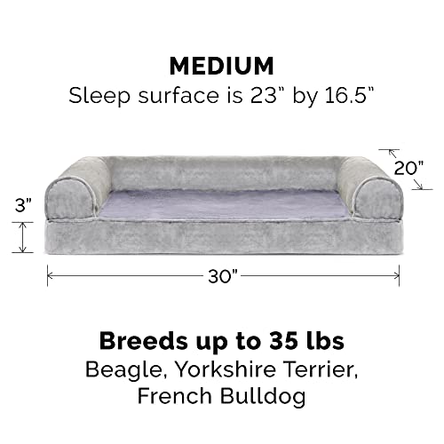 Furhaven Replacement Dog Bed Cover Faux Fur & Velvet Sofa-Style, Machine Washable - Smoke Gray, Medium - color: (Faux Fur & Velvet) Smoke Gray, size: Medium