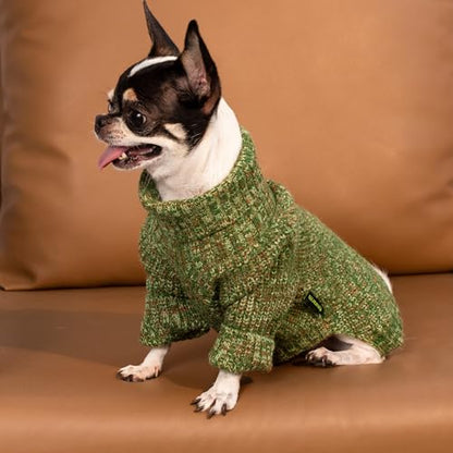 Fitwarm Knitted Turtleneck Dog Sweater, Thermal Dog Winter Clothes for Small Dogs Boy Girl, Holiday Pet Outfit, Heather Green, XS - color: Heather Green, size: X-Small