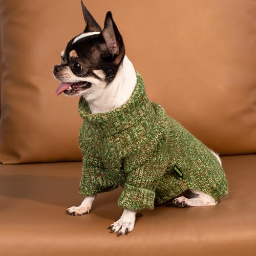 Fitwarm Knitted Turtleneck Dog Sweater, Thermal Dog Winter Clothes for Small Dogs Boy Girl, Holiday Pet Outfit, Heather Green, XS - color: Heather Green, size: X-Small