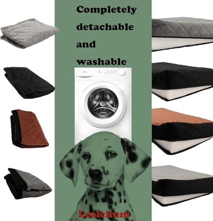 Lealchum Dog Car Seat for Medium/Large Dogs,2 Clip-On Safety Leashs for 2 Small Dogs,Removable and Washable Comfy Pet Car Seat,Easy to Install and Clean (Black/Red, Large) - color: Black/Red
