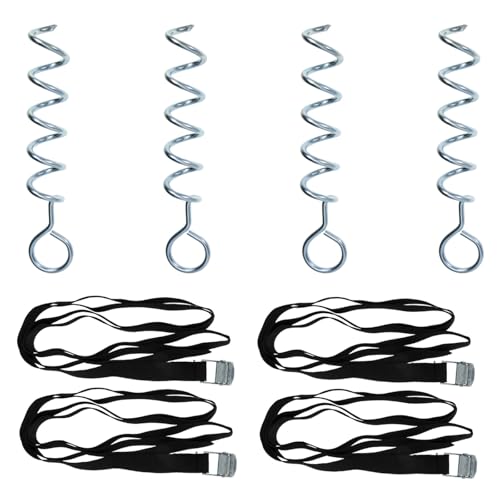 UPKOCH Spiral Shaped Dog Stake and Ground Anchor, Wear-Resistant Portable Tent Accessory with 2. Straps, Heavy Duty Pet Tie-Out for Outdoor Camping and Hiking