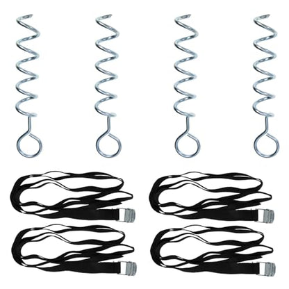 UPKOCH Spiral Shaped Dog Stake and Ground Anchor, Wear-Resistant Portable Tent Accessory with 2. Straps, Heavy Duty Pet Tie-Out for Outdoor Camping and Hiking