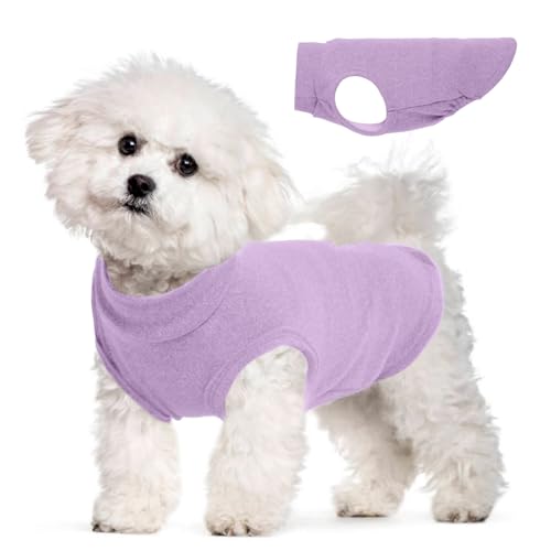 Dog Fleece Vest - Purple, S - Warm and Stretchable Sweatshirt | Sleeveless Lightweight Sweater, Pullover Design for Small Dogs, Chihuahua Clothes, Papillon, Pomeranian - color: Purple, size: Small