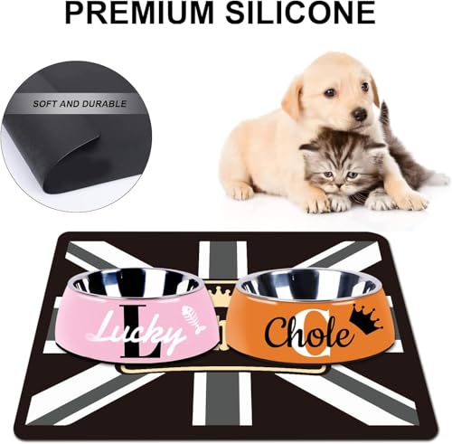 Personalized Dog & Cat Food Mat with Name | Waterproof PU Pet Bowl Mat | Non-Slip Rubber Bottom | Easy Clean | 3 Sizes (24"×16", 30"×20", 36"×24") England - color: England