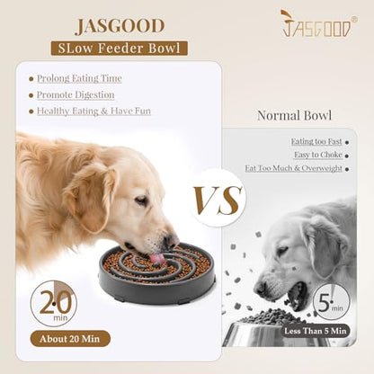 JASGOOD Slow Feeder Bowl for Large Dogs, Anti-Gulping, Prevents Bloat & Choking - color: C-Dark Grey