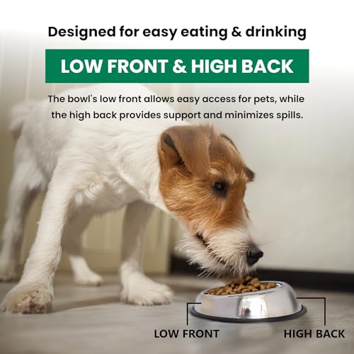 Iconic Pet 3 Cup/24 Oz Heavy Weight Non-Skid Stainless Steel High Back Pet Food/Water Bowls with Removable Anti Skid Rubber Ring - Dog/Cat Feeding Bowl in Unique Design, Dishwasher Safe - size: 3 Cup/24 oz.