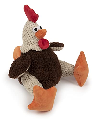 goDog, Checkers Fat Rooster, Squeaker Dog Toy, Chew Resistant, Durable Plush, Soft, Tough, Reinforced Seams, Brown, Large - color: Brown, size: Large