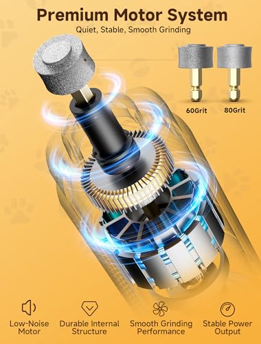 Dog Nail Grinder, Quiet Electric Dog Nail Trimmer with 2 LED Lights, 3-Speed Pet Nail Grinder for Dogs & Cats, Rechargeable 2000mAh Nail Grinder for Small Medium Large Dogs with Light, Black - color: Black