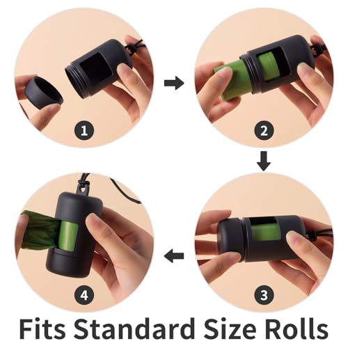 SLSON 3Pack Dog Poop Bag Holder for Leash Lightweight Pet Waste Bag Dispenser with Leash Attachment Portable Plastic Doggie Poop Bag Dispensers,Blue Green Black