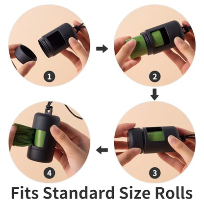 SLSON 3Pack Dog Poop Bag Holder for Leash Lightweight Pet Waste Bag Dispenser with Leash Attachment Portable Plastic Doggie Poop Bag Dispensers,Blue Green Black