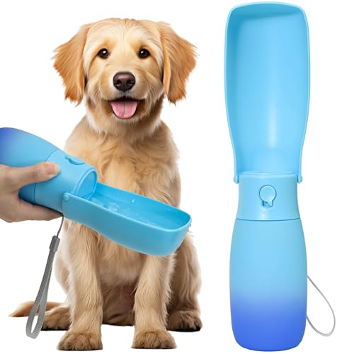 Dog Water Bottle, Travel Puppy Water Bowl, Leak Proof Portable Puppy Water Dispenser, Foldable Dog Water Bottle for for Pets Outdoor Walking, Hiking, Travel, Food Grade Plastic - 19oz Blue - color: Blue, size: 19OZ