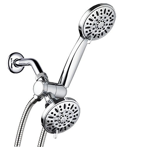 AquaDance Total Chrome Premium High Pressure 48-setting 3-Way Combo for The Best of Both Worlds – Enjoy Luxurious 6-setting Rain Shower Head and 6-Setting Hand Held Shower Separately or Together - color: Chrome