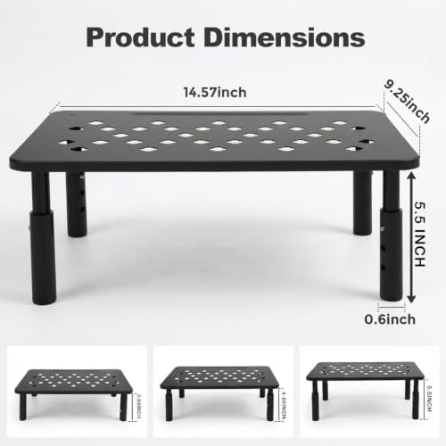 Raised Automatic Cat Feeder Stand for Double Bowl Feeders, Carbon Steel 14.57 x 9.25 in, 3 Adjustable Heights 3.94-5.5 in, Non-Slip, Fits Feeders & Water Dispensers, No-Drill (Black) - color: Black