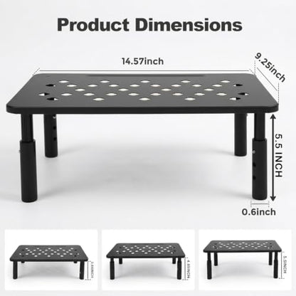 Raised Automatic Cat Feeder Stand for Double Bowl Feeders, Carbon Steel 14.57 x 9.25 in, 3 Adjustable Heights 3.94-5.5 in, Non-Slip, Fits Feeders & Water Dispensers, No-Drill (Black) - color: Black
