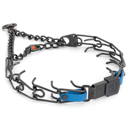Herm Sprenger Black Stainless Steel Dog Collar with Quick Release ClicLock Buckle and Biothane Insert Training Collar Made in Germany (Cerulean Blue, 23in x 3.2mm(Neck Size up to19-20in)) - color: Cerulean Blue, size: 23in x 3.2mm(neck size up to19-20in)