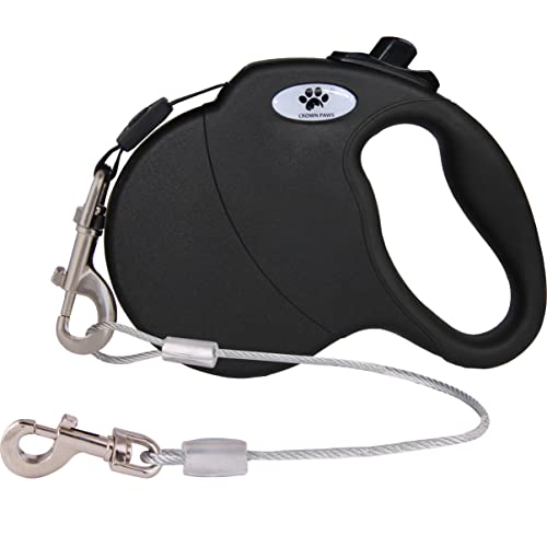 16ft Retractable Dog Leash for Large Breed Dogs up to 110 lbs with a Detachable Chew Proof Extender Wire Ropes (Black L) - color: Black, size: Large