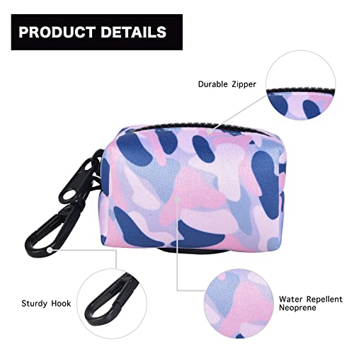 Petmolico Dog Poop Bag Holder Leash Attachment, Waste Bag Dispenser Zippered Pouch, Fits Any Leash, Includes Free Roll of Bags, 2 Pack - Blue Pink Camouflage - color: Blue Pink Camouflage