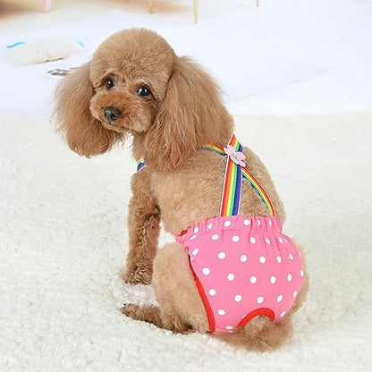 Dog Physiological Pants Pet Sanitary Pantie with Suspender Cat Diapers Underwear Puppy Adjustable Costumes Reusable Washable Breathable Menstruation Outfits Dog Diapers for Girl Dogs (Pink A, XL) - color: pink A, size: X-Large