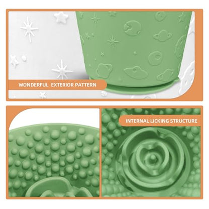 Dog Lick Bowl,Anxiety Relief Non-Slip Silicone Treat Bowl,Durable Anti-Choking Long-Lasting Enrichment Slow Feeder Licking Mat for Small Medium Large Breed,Freezable BPA Free Silicone Dishwasher Safe - color: Green, size: M-L