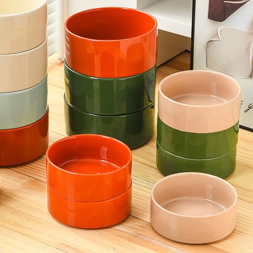 Petygooing Ceramic Dog Cat Bowl Set with Stand - Medium Dog Bowls, Anti-Slip Set of 2 - 28 OZ /3.6 Cups - Rust Red - color: Rust Red, size: Medium Size Dog Bowls 850ML*2