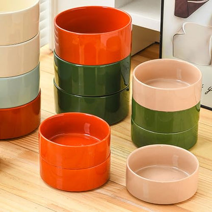 Petygooing Ceramic Dog Cat Bowl Set with Stand - Medium Dog Bowls, Anti-Slip Set of 2 - 28 OZ /3.6 Cups - Rust Red - color: Rust Red, size: Medium Size Dog Bowls 850ML*2