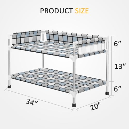 Bedside Window Dog Bunk Bed - Double Elevated Human Dog Bed with Guardrail 2 Layers Window Perch Dogs Cot 2-Tier Bedside Sleeper for Multi-Pet Households (34" x 20" x 24", Double Layer) - size: 34" x 20" x 24"