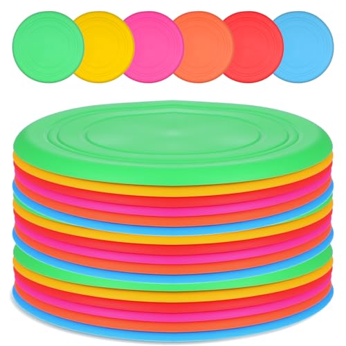24 Pack 7 Inch Soft Silicone Flying Discs, Colorful Outdoor Game Flying Discs for Dog, Sports Games, Party Favors, 6 Colors