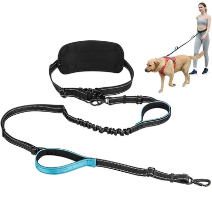 Hands Free Waist Dog Leash, 6-8FT Bungee Leash for 40-125lbs Dogs Walking - color: 1 Dog – Shadow Black