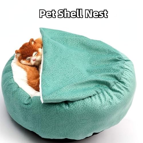 Small Dog Bed with Cover Cave - Covered Round Puppy Bed with Hooded Blanket, Machine Washable Burrow Pet Bed for Small Dogs and Cats, Cozy Cave Dog Bed with Anti-Slip Bottom (Green,Large) - color: Green, size: Large