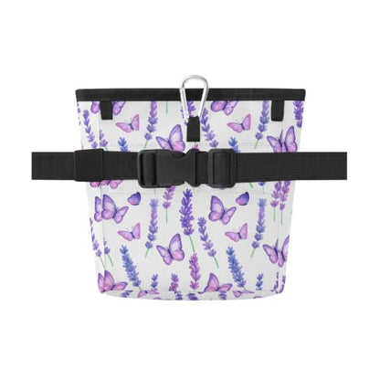 Lavender Water-Resistant Dog Treat Pouch, 3 Ways to Wear Treat Bag with Magnetic Closure & Reflective Strip, Hands-Free for Pet Training, Walking